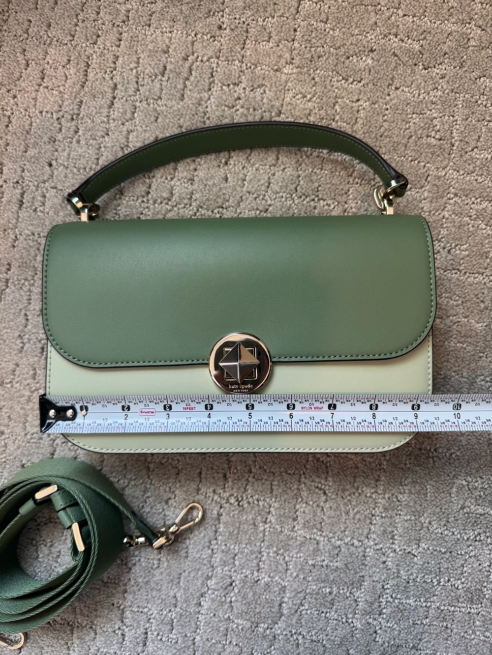 Kate Spade Two-Tone Green Leather Crossbody Bag with Detachable Straps - Picture 5 of 7